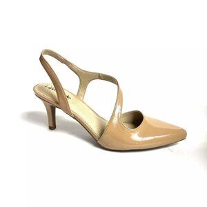 Life Stride Nude Patent Slingback Pointed Toe Heels